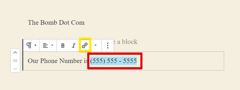 phone highlighted on how to make a phone number clickable in wordpress