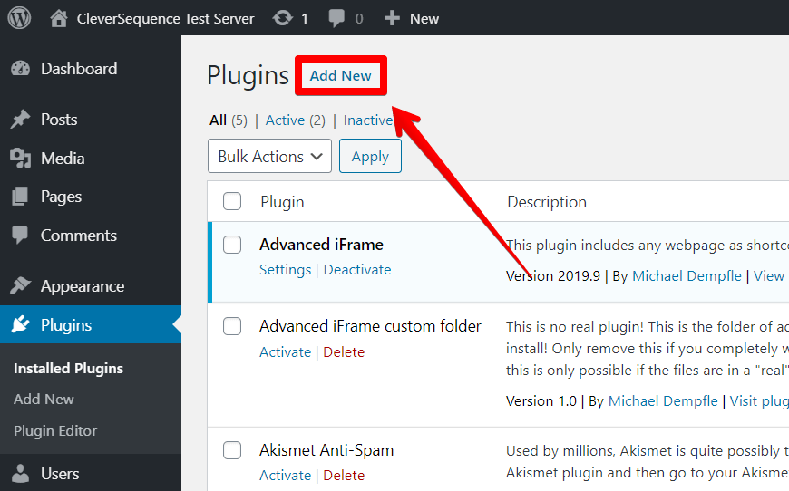 click on add new plugin