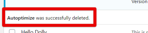 autoptimize successfully deleted