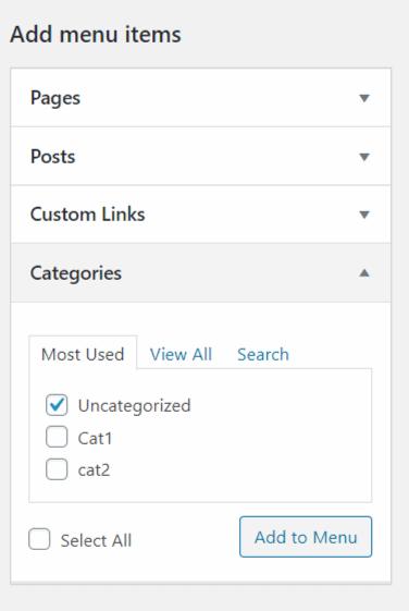 add categories - how to add a drop down menu in wordpress