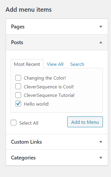 add posts on wordpress - how to add a drop down menu in wordpress