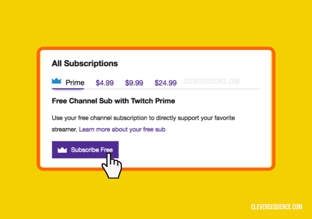 Click the subscribe free option - donate on Twitch without Paypal