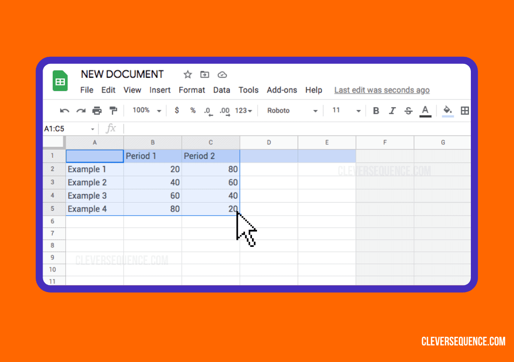 Step 3 - Highlight the Dataset You Want to Use - how to make a bar graph in google docs