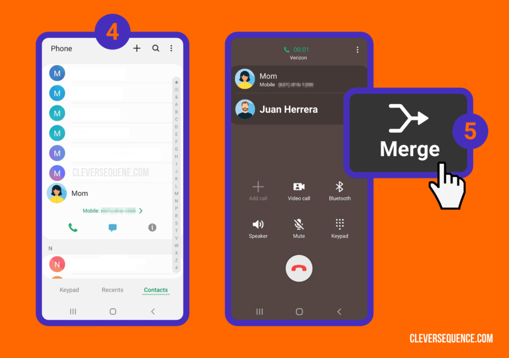 Call the Third Person and Merge the Calls - how to make a three way call on android