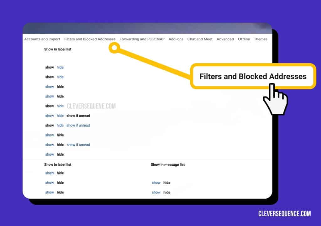 how to filter emails in Gmail - click filters and blocked addresses
