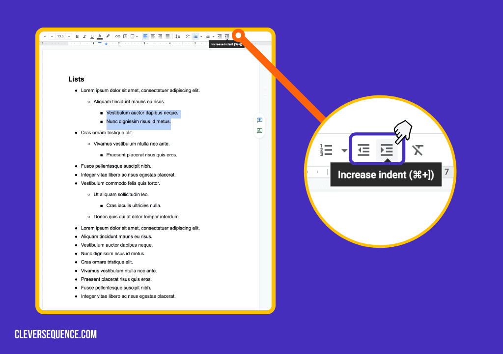 how to indent a paragraph on Google Docs - use the indent button