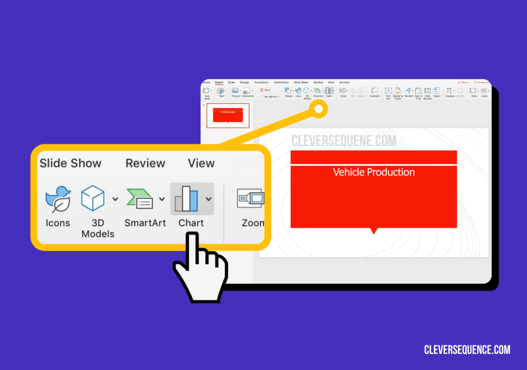 how to insert graph in PowerPoint - click on the chart icon