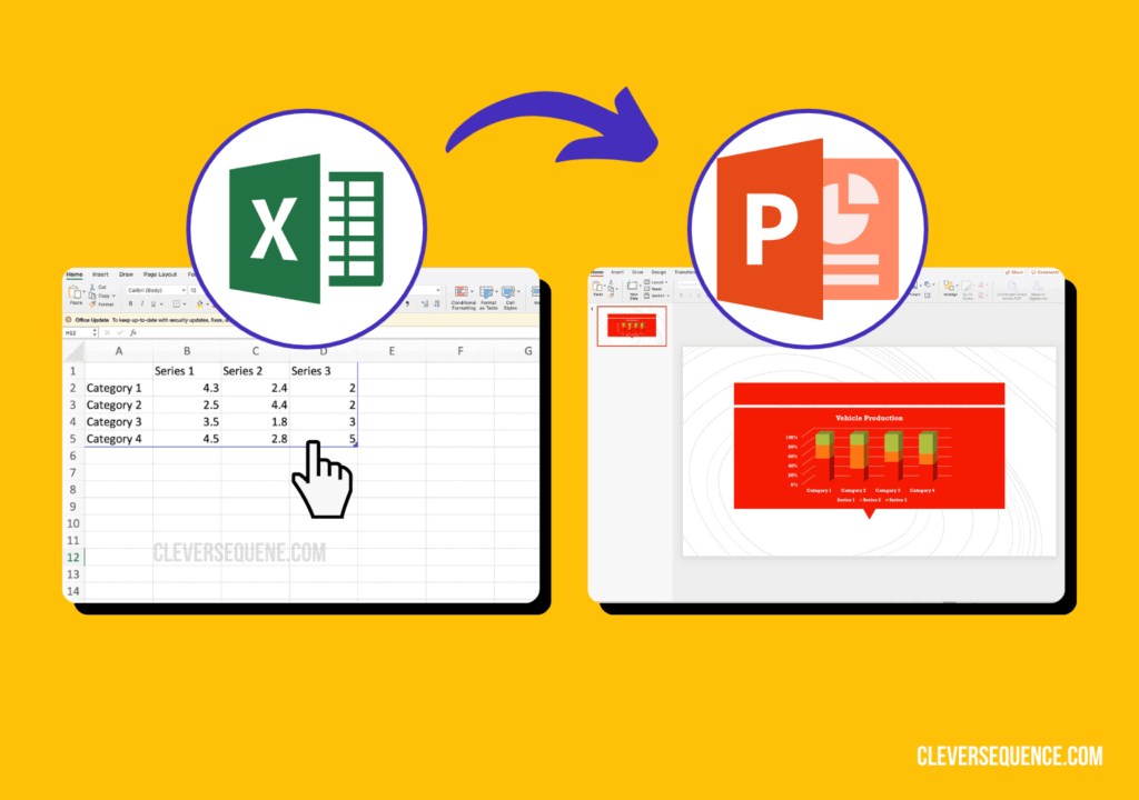 how to make a graph on PowerPoint - import date from excel