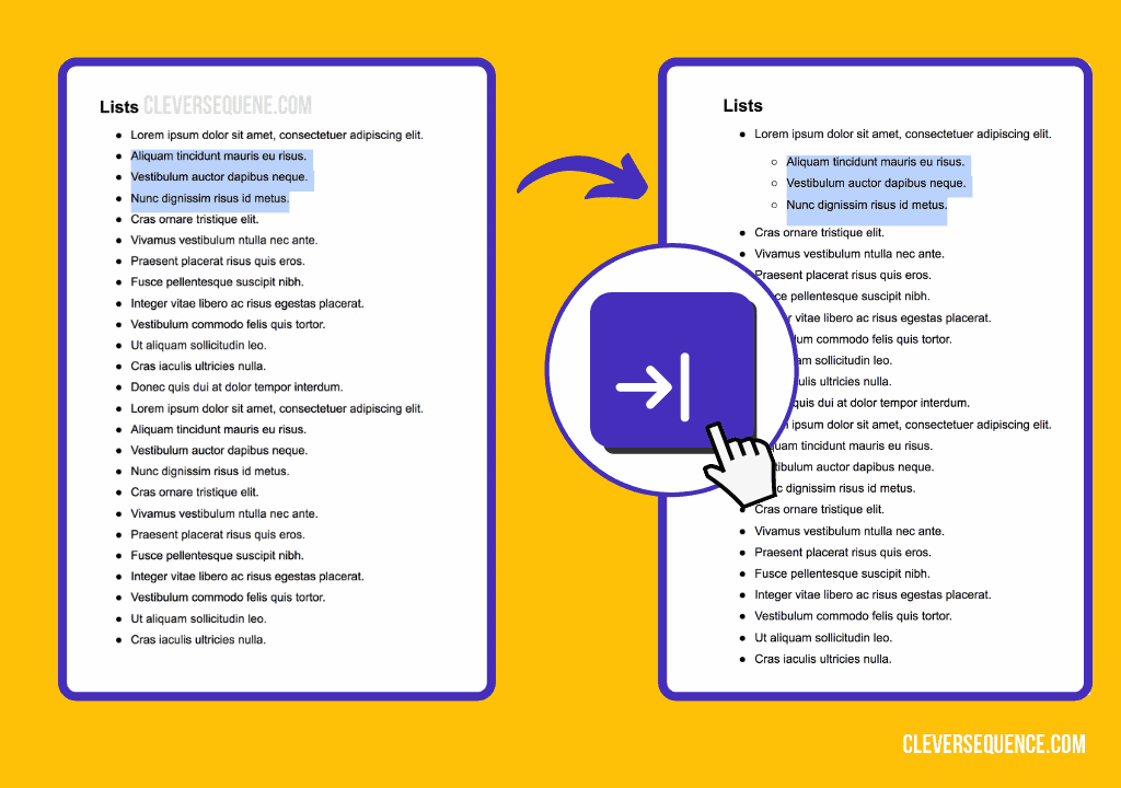 how to move bullet points in Google Docs - use the tab key