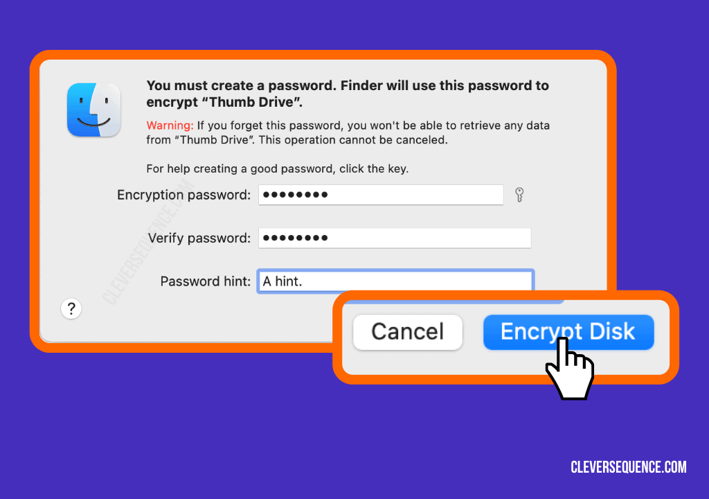 click on encrypt disk - how to put a password on a flash drive without software on mac