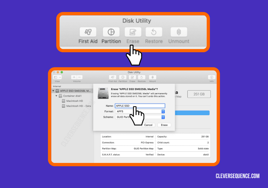 click on erase and then select a name for your flash drive - how to put a password on a USB flash drive on Mac