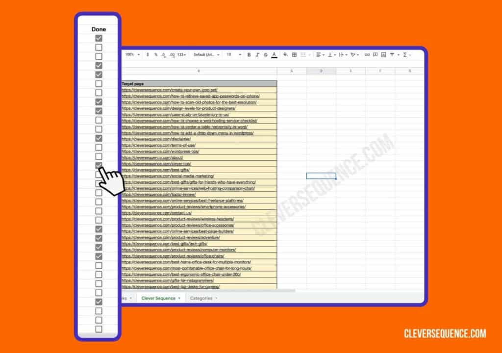 how to make a checklist in Google Sheets - select the checkboxes