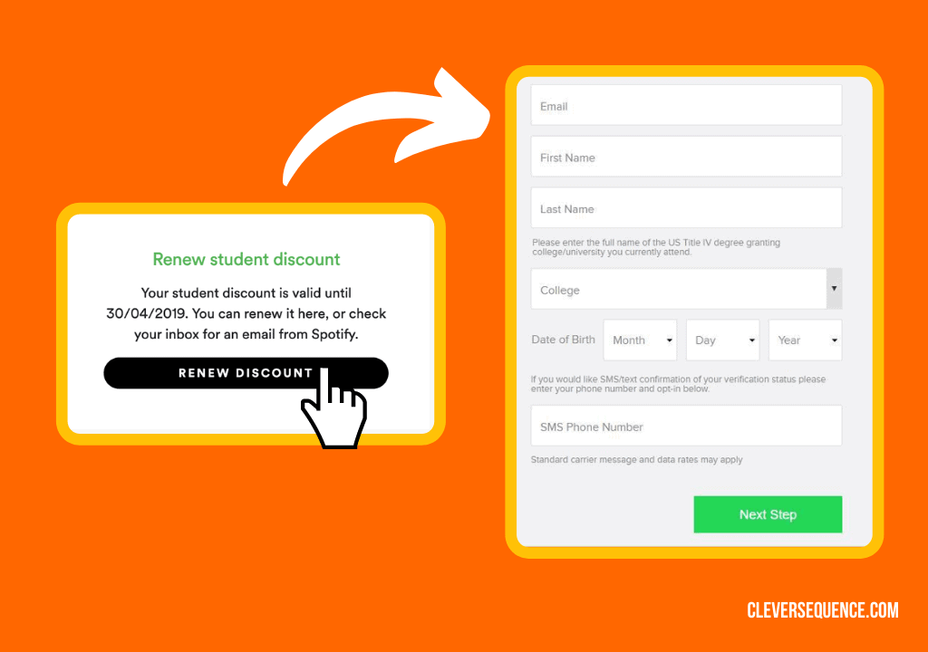 click on renew discount and fill out the form - How to reverify Spotify student