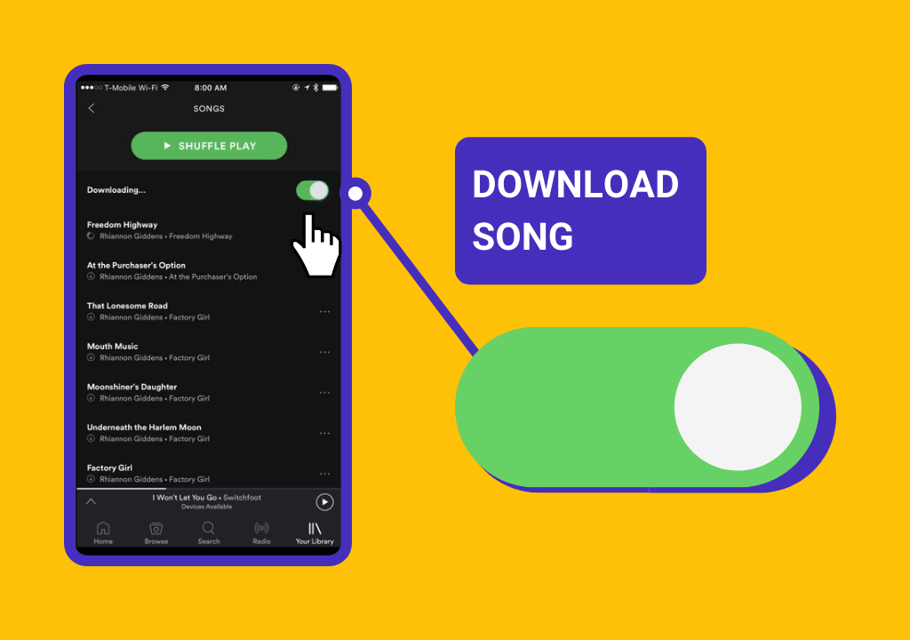 click on the download button to download single songs on your iPhone - Spotify not downloading songs Android