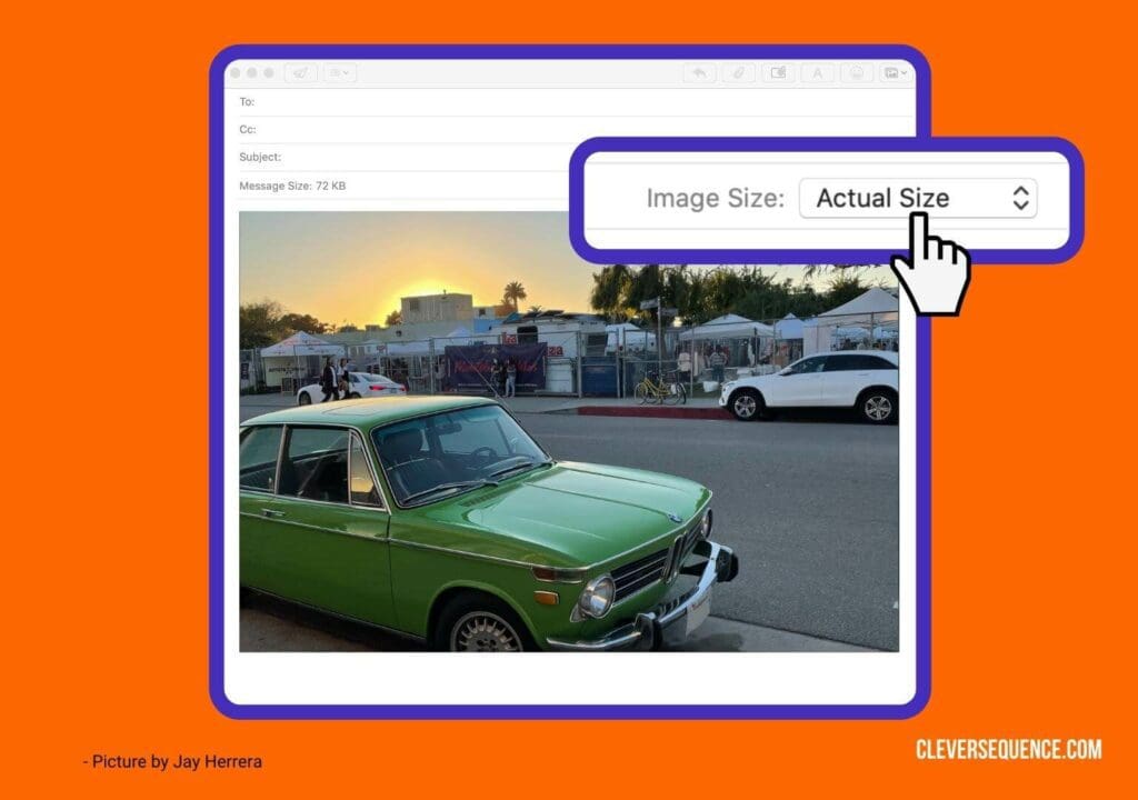 you can easily change the image size to send your image via emal - how to compress a photo on Mac