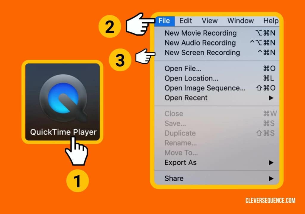 click on quicktime player then file new screen recording - how to screen record FaceTime with sound on iPhone