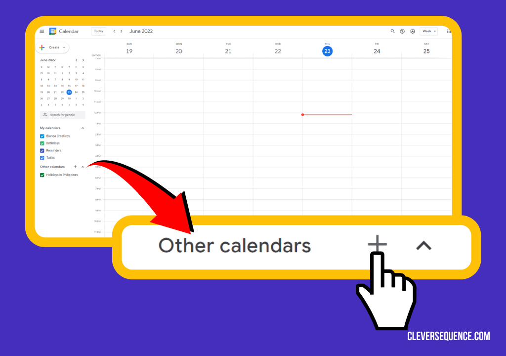 Press the plus sign next to the words Other Calendars on the left side of the screen