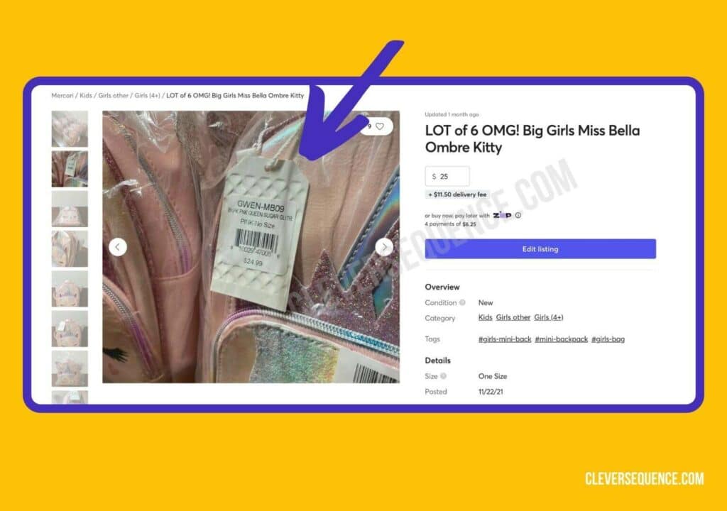 always take pictures of your items tags - trick to selling on Mercari