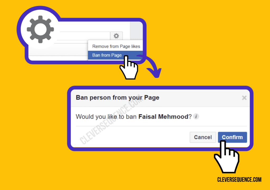 click ban from page then confirm how to ban people from Facebook page