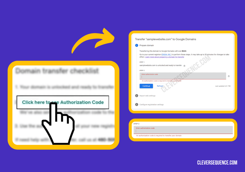 click here to see authorization code how to get EPP code from Google Domains