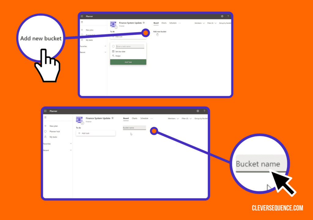click on add buckets and then give it a name how to use Microsoft Planner for project management