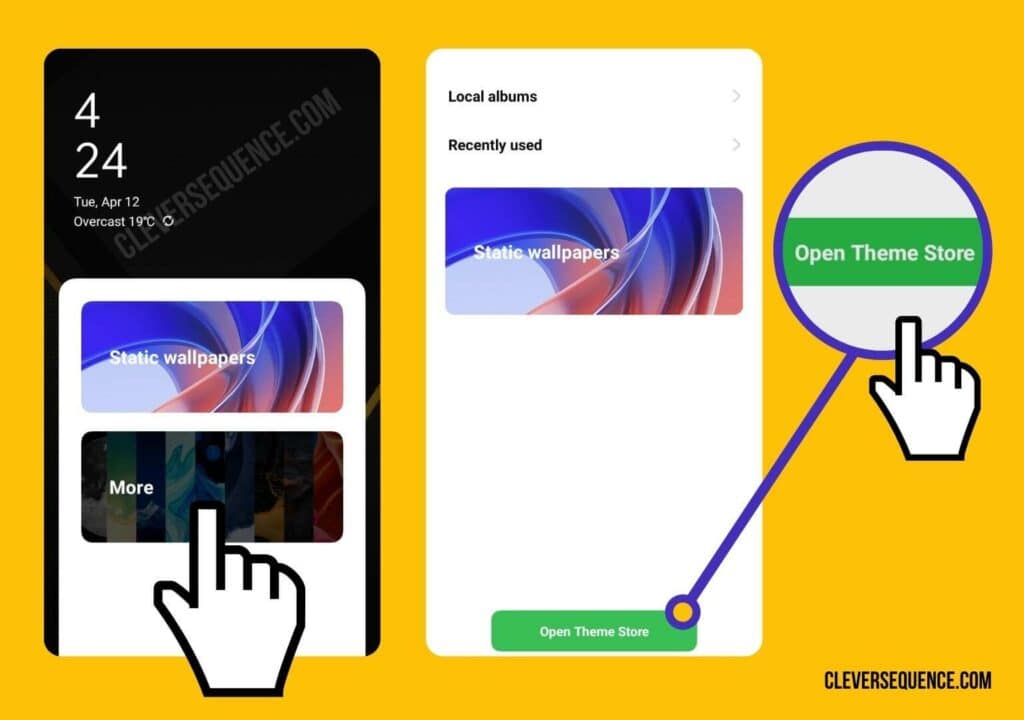 click on more and then on open theme store how to set multiple pictures as wallpaper on Android