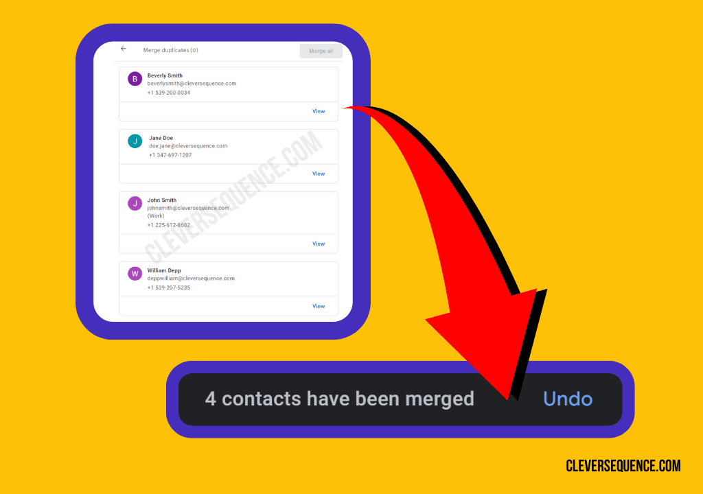 four contacts have been merged how to export email addresses from Gmail to Excel
