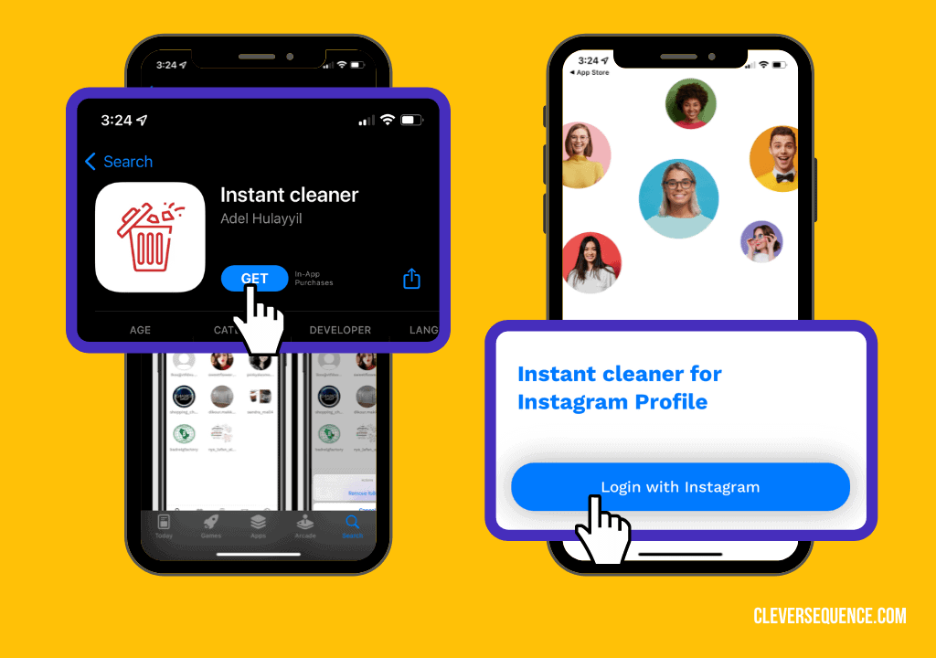 get Instant Cleaner for Instagram click on login with instagram - how to delete multiple pictures on Instagram