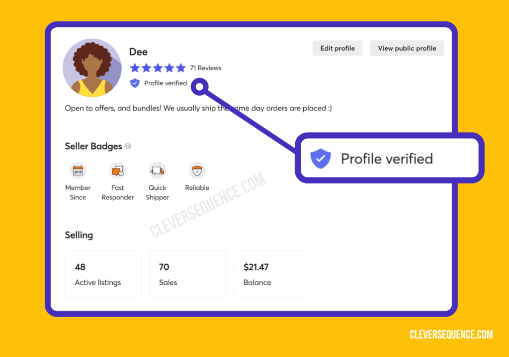 verified your Mercari profile - how to sell on Mercari fast