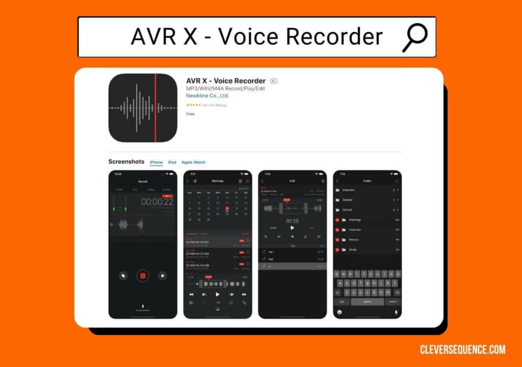 AVR X Voice Recorder how to record a WAV file on iPhone WAV file recorder