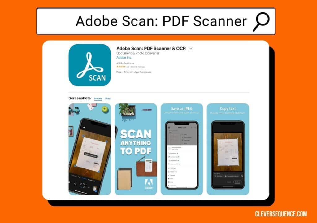 Adobe Scan iPhone document scanner