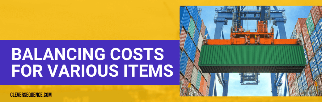 Balancing Costs for Various Items how to calculate freight cost per item