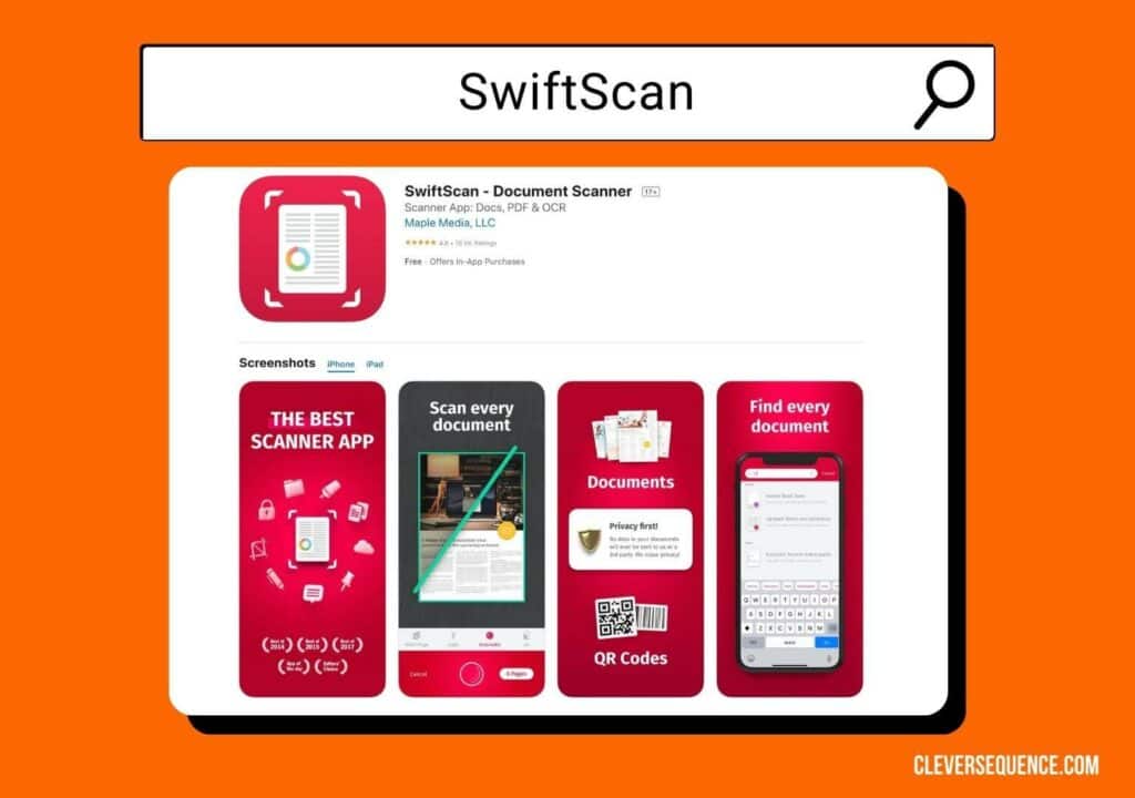 SwiftScan scanner pdf app for iPhone