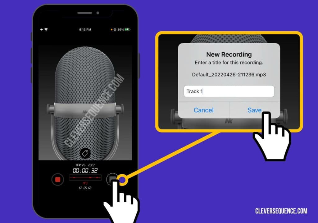 Tap the square button to end your recording best MP3 recorder app for iPhone