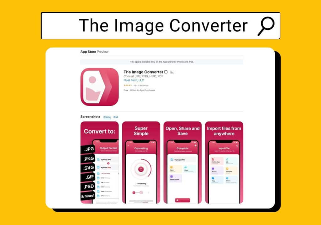 The Image Converter app - how to convert an image to PNG on iPhone