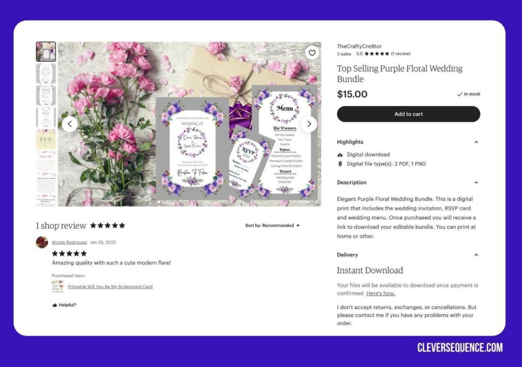 Top Selling Purple Floral Wedding Bundle how to make editable invitations for Etsy