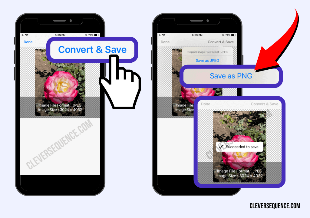 click on convert and save then sabe as PNG convert photo to PNG online