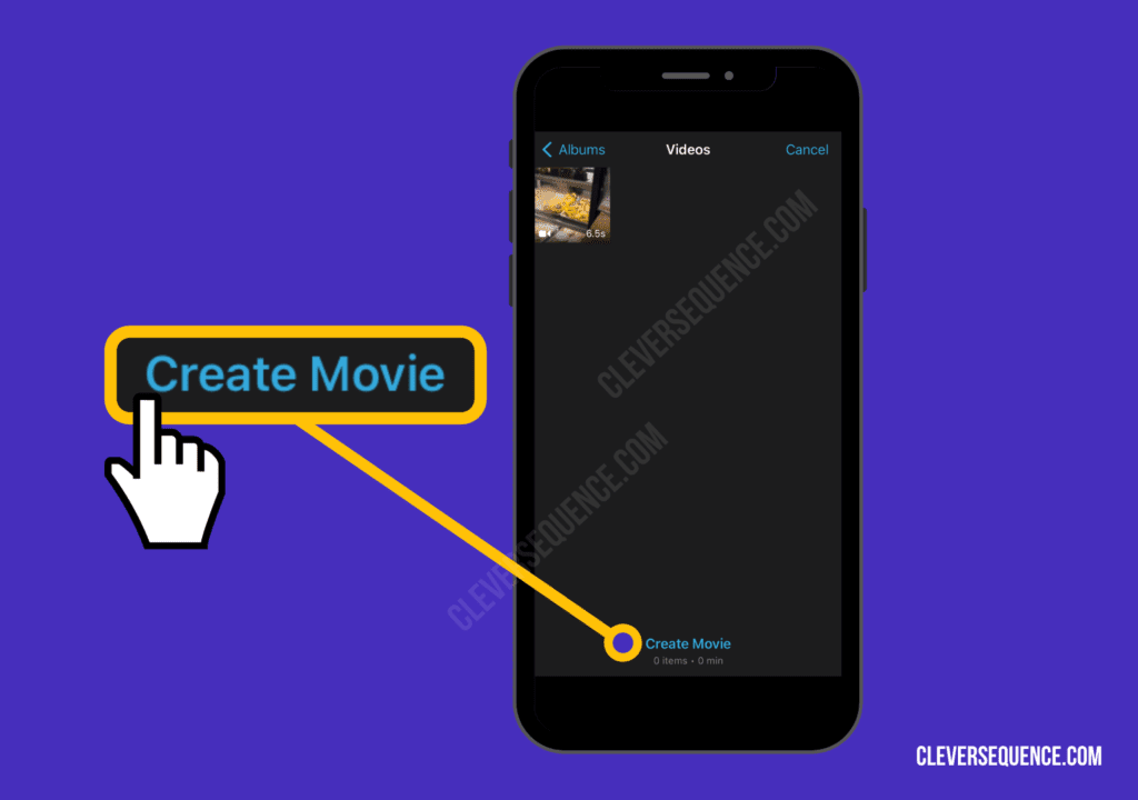 click on create movie how to mute part of a video on iPhone