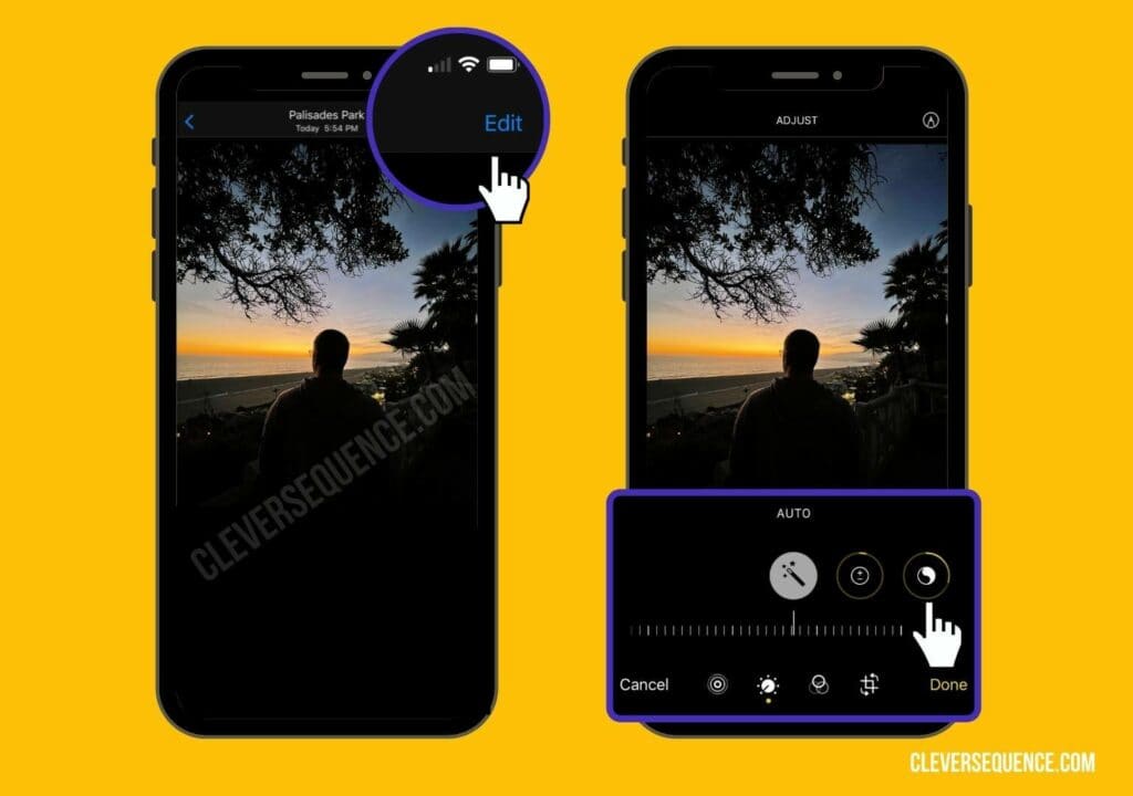 click on edit and fix the exposure and color of the photo how to retouch photos on iPhone