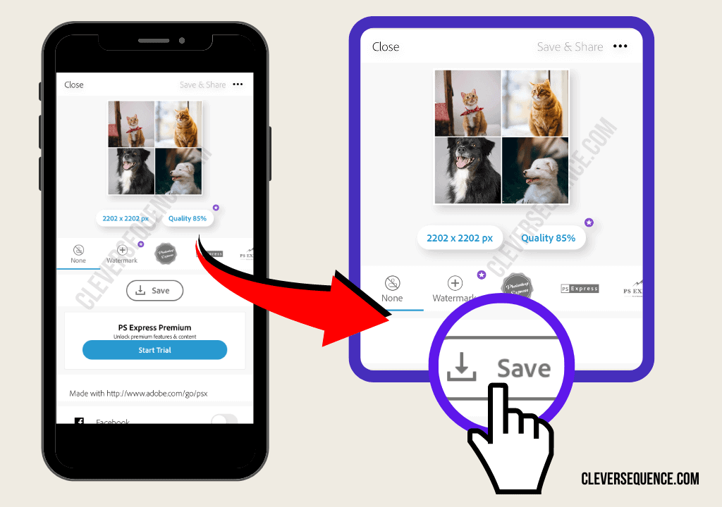 click on the save button combine multiple images into a group portrait