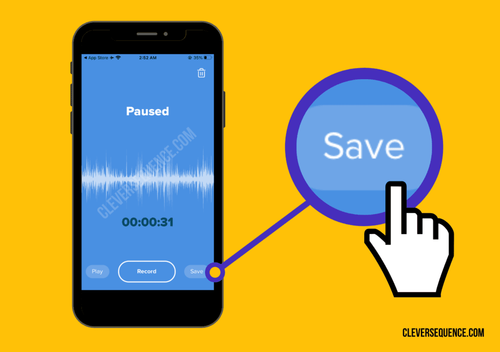 click record then save how to record a WAV file on iPhone