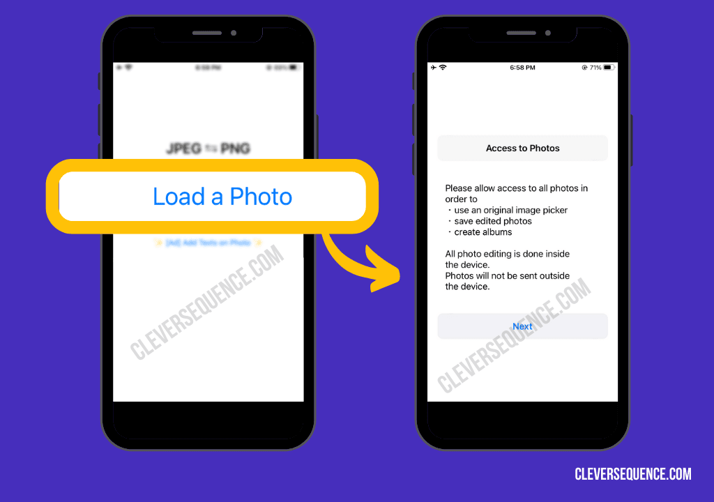 load a photo to the app how to convert JPG to PNG on iPhone