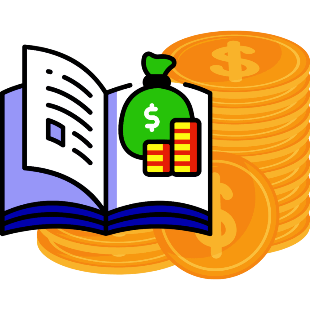 open book and money and coins on the side most profitable books to sell on Amazon