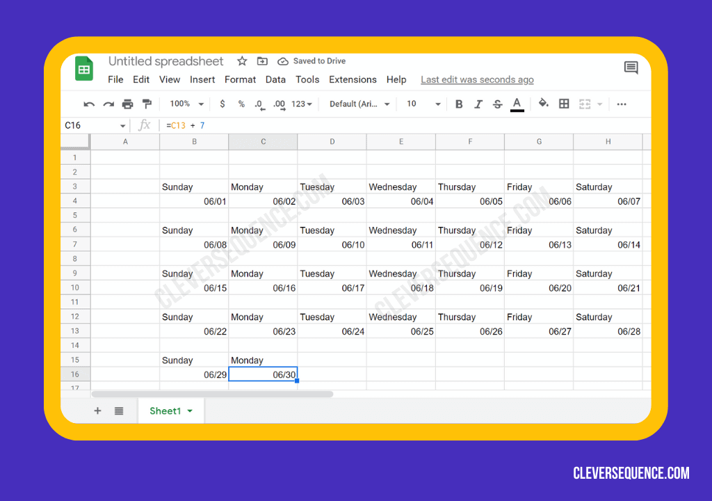 Drag it over to fill in the rest of your calendar how to make a schedule on Google Sheets