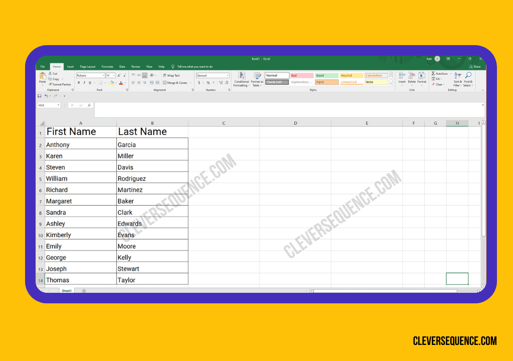 Open a pre-existing Excel worksheet or input new data how to link two cells in Excel