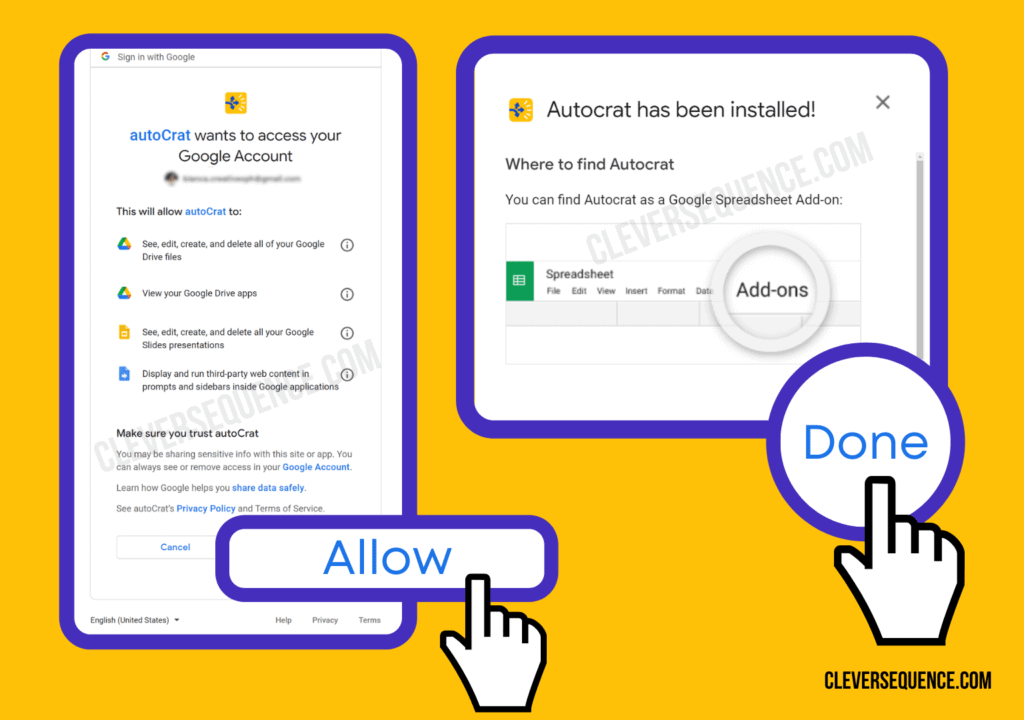 Read through the permissions create mailing labels from Google Sheets