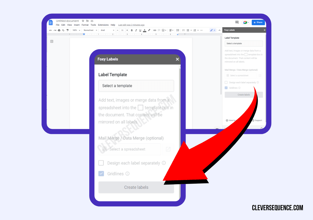 Wait for the sidebar to open and press Label Template how to create labels in Google Docs