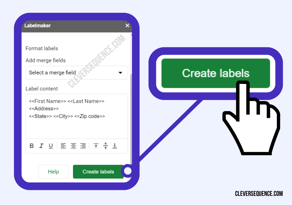 click on Create Labels how to print labels from Google Sheets