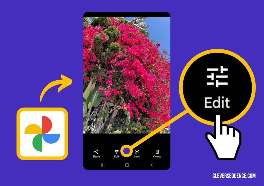 go to your photos app on your android and click the edit button