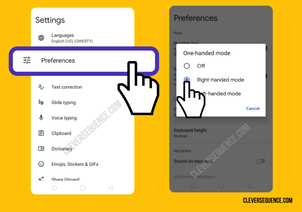 on your android open settings select preferences then right-handed mode increase keyboard size android